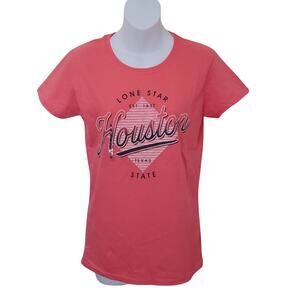 Pink Vintage Style Houston Logo Graphic T-shirt Tee Top Size S